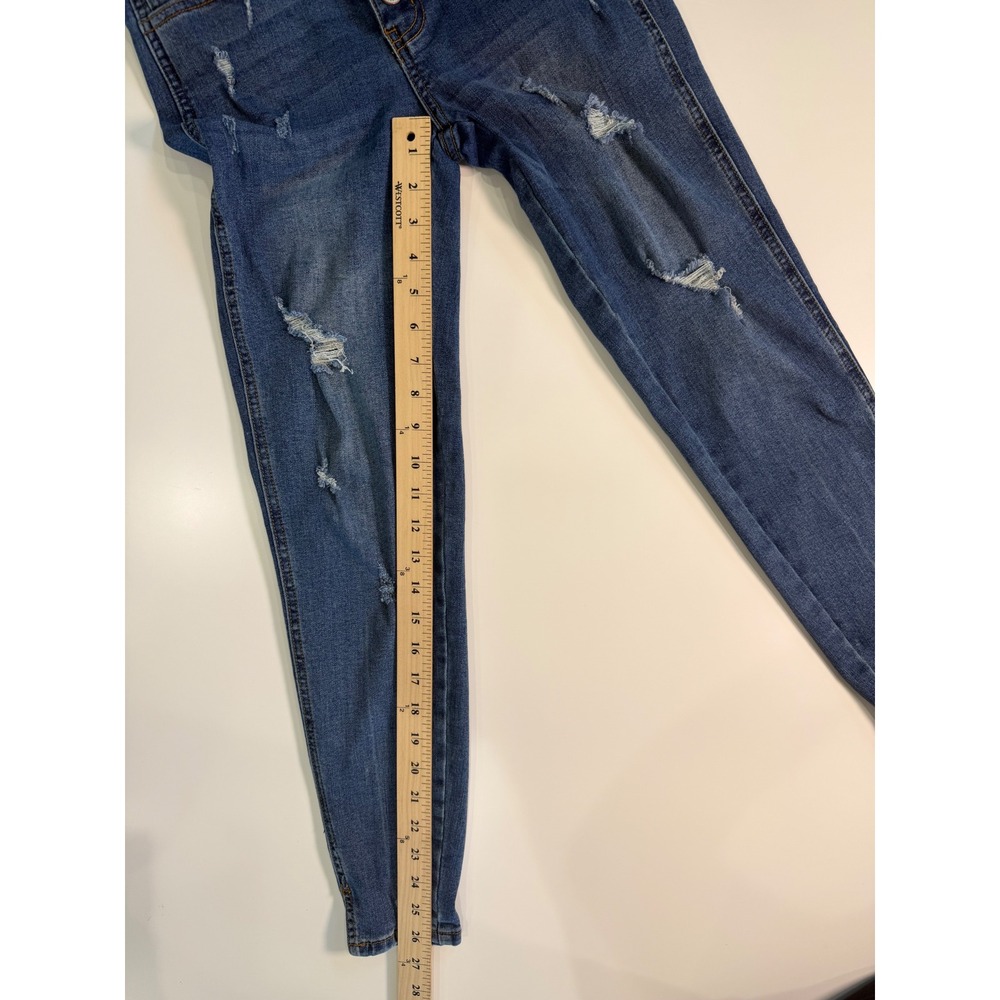 KanCan High Rise Distressed Skinny Jeans Blue Button Fly KC5109M Size 3/25 - Picture 6 of 9